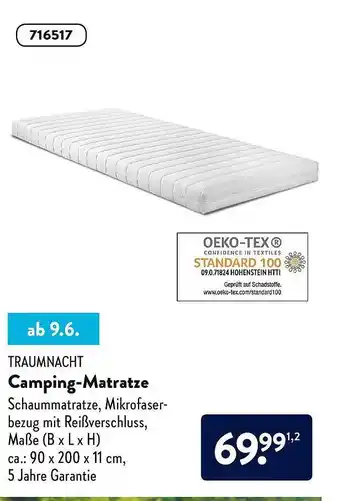 Aldi Nord Traumnacht Camping-matratze Angebot