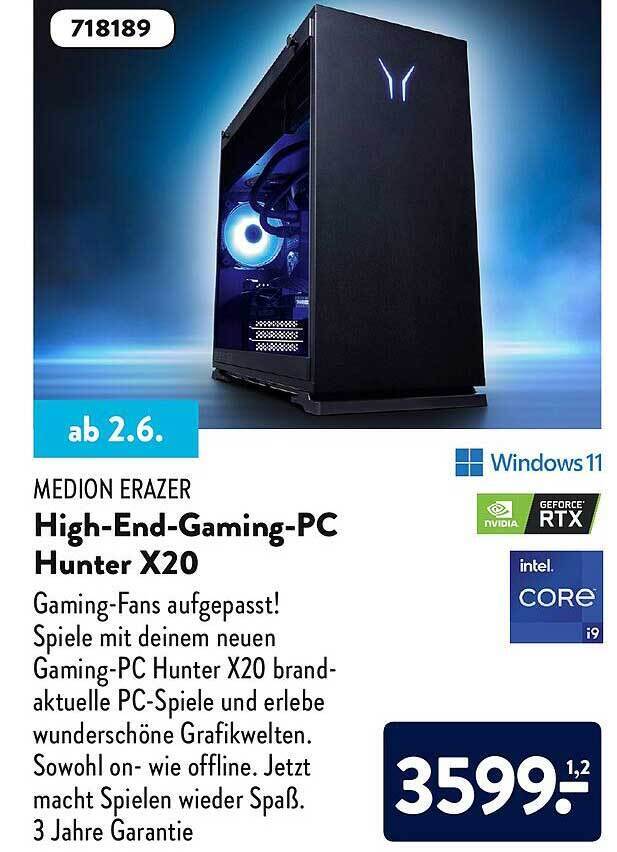 Medion Erazer Highendgamingpc Hunter X20 Angebot bei Aldi Süd