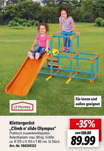 Lidl Klettergerüst Climb N' Slide Olympus Angebot