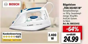 Lidl Bosch Bügeleisen Tda302401w Angebot