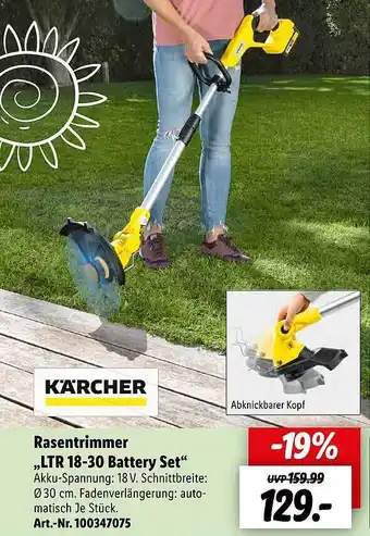 Lidl Kärcher Rasentrimmer Ltr 18-30 Battery Set Angebot