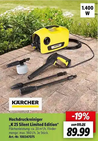 Lidl Kärcher Hochdruckreiniger K25 Silent Limited Edition Angebot