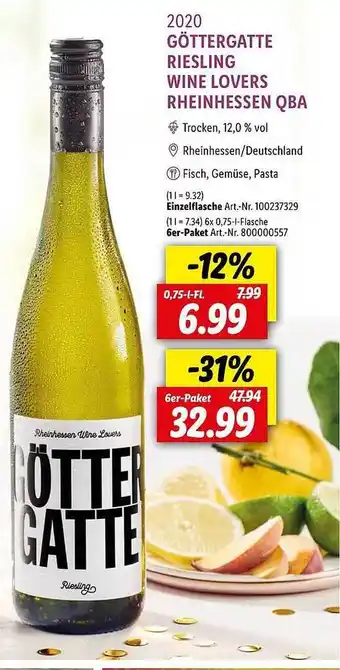 Lidl 2020 Göttergatte Riesling Wine Lovers Rheinhessen Qba Angebot