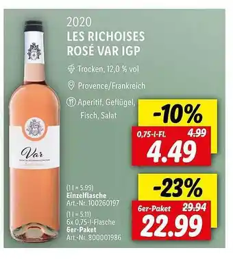 Lidl Les Richoises Rosé Var Igp Angebot