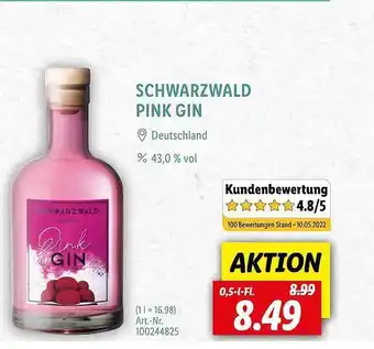 Lidl Schwarzwald Pink Gin Angebot