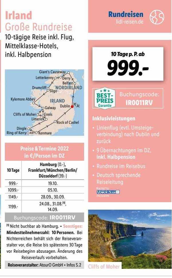 Irland Große Rundreise Angebot bei Lidl