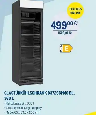 METRO Glastürkühlschrank D372scm4c Bl, 360l Angebot