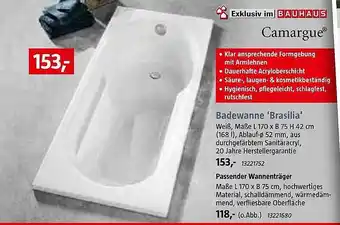 Bauhaus Camargue Badewanne „brasilia“ Angebot