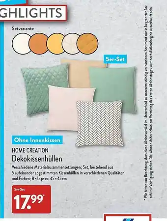 Aldi Nord Home Creation Dekokissenhüllen Angebot