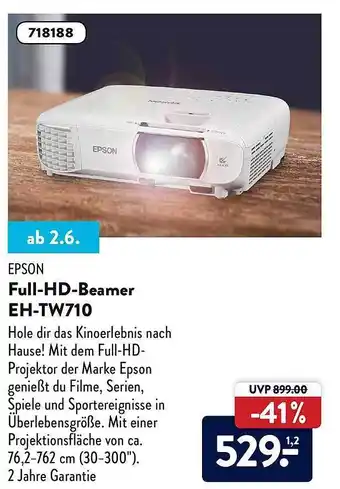 Aldi Nord Epson Full-hd-beamer Eh-tw710 Angebot