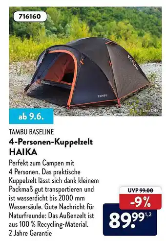 Aldi Nord Tambu Baseline 4-personen-kuppelzelt Haika Angebot