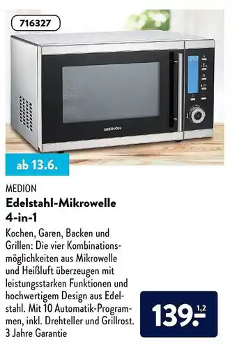 Aldi Nord Medion Edelstahl-mikrowelle 4in1 Angebot