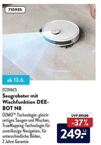 Aldi Nord Ecovacs Saugroboter Mit Wischfunktion Deebot N8 Angebot