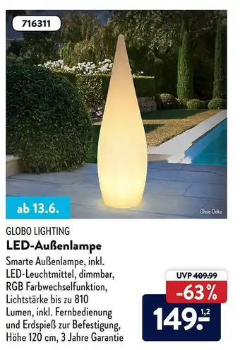 Aldi Süd Globo Lighting Led-außenlampe Angebot