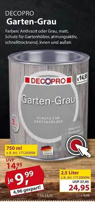 Sonderpreis Baumarkt Decopro Garten-grau Angebot