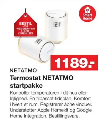 Bauhaus Termostat NETATMO startpakke tilbud