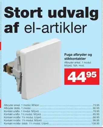 Bauhaus Fuga afbryder og stikkontakter tilbud