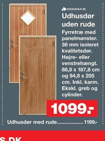 Bauhaus Udhusdør uden rude tilbud