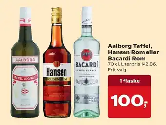 Dagli'Brugsen Aalborg Taffel, Hansen Rom eller Bacardi Rom tilbud