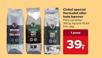 Dagli'Brugsen Cirkel special formalet eller hele bønner tilbud
