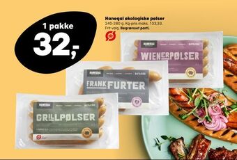 Kvickly Hanegal økologiske pølser tilbud