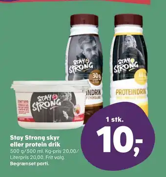 Kvickly Stay Strong skyr eller protein drik tilbud