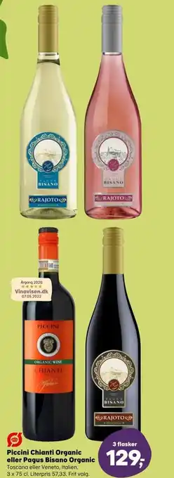 SuperBrugsen Piccini Chianti Organic eller Pagis Bisano Organic tilbud