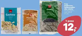 SuperBrugsen Coop pinjekerner, cashewnødder eller chiafrø tilbud