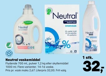 SuperBrugsen Neutral vaskemiddel tilbud