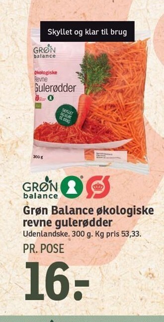 SPAR Grøn Balance økologiske revne gulerødder tilbud