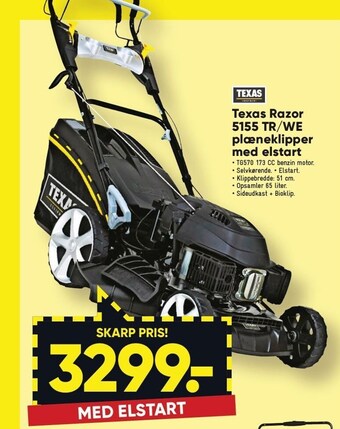 Bilka Texas Razor 5155 TR/WE plæneklipper med elstart tilbud
