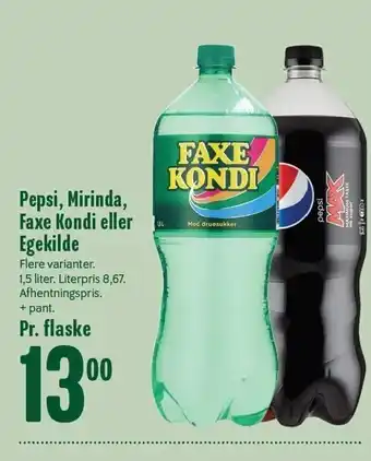 Min Købmand Pepsi, Mirinda, Faxe Kondi el. Egekilde tilbud