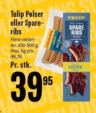 Min Købmand Tulip Pølser el. Spareribs tilbud