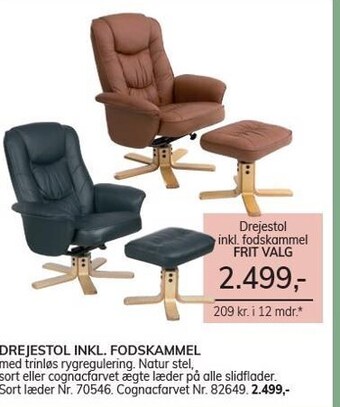 Daells Bolighus Drejestol inkl. fodskammel tilbud