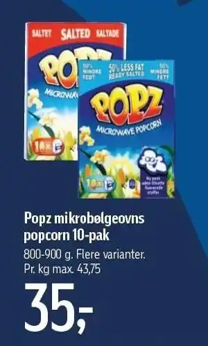 Føtex Popz mikrobølgeovns popcorn 10-pak tilbud