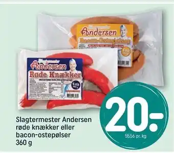 REMA 1000 Slagtermester Andersen røde knækker el. bacon-ostepølser tilbud