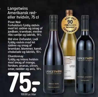 REMA 1000 Langetwins amerikansk rød- el, hvidvin tilbud