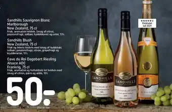REMA 1000 Sandhills sauvignon blanc marlborough, sandhills blush el. cave du roi dagobert riesling tilbud