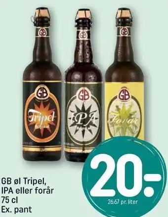 REMA 1000 GB øl tripel, IPA eller forår tilbud