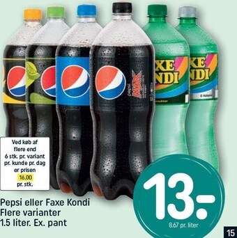 REMA 1000 Pepsi eller Faxe Kondi tilbud