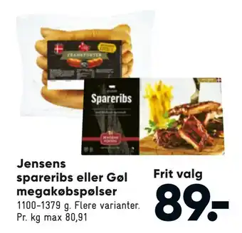 Bilka Jensens spareribs eller Gøl megakøbspølser tilbud