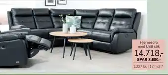 Lækker hjørnesofa med usb stik