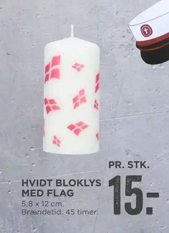 MENY Hvidt bloklys med flag tilbud