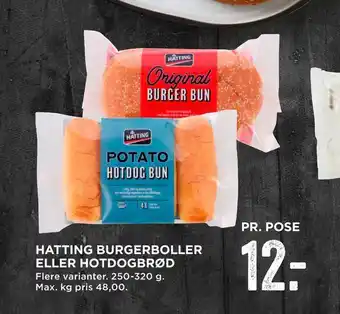 MENY Hatting burgerboller eller hotdogbrød tilbud
