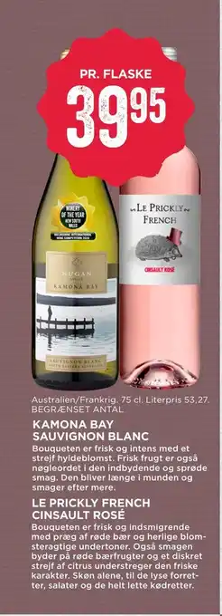MENY Kamona bay sauvignon blanc, Le prickly french cinsault rosé tilbud