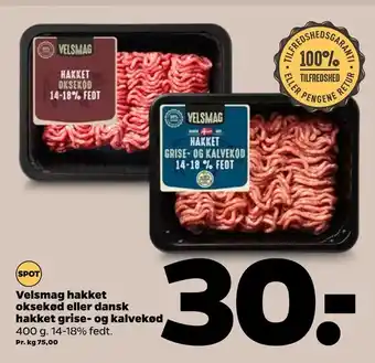 Netto Velsmag hakket oksekød eller dansk hakket grise- og kalvekød tilbud