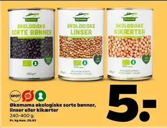 Netto Økomama økologiske sorte bønner, linser eller kikærter tilbud