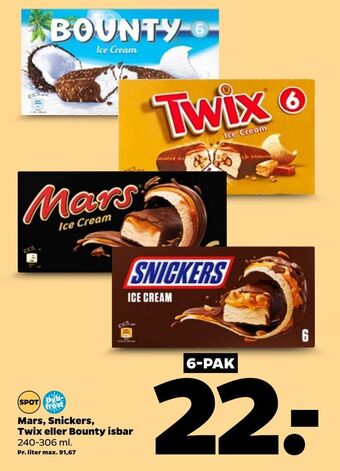 Mars, Snickers, Twix eller Bounty isbar