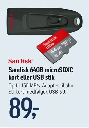 Føtex Sandisk 64GB kort eller USB stik tilbud