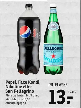 SPAR Pepsi, Faxe Kondi, Nikoline eller San Pellegrino tilbud
